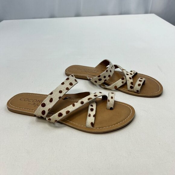 Coconuts by Matisse Womens Slip On Dotted Sandals Cream/Brown Size 7M - Picture 2 of 9